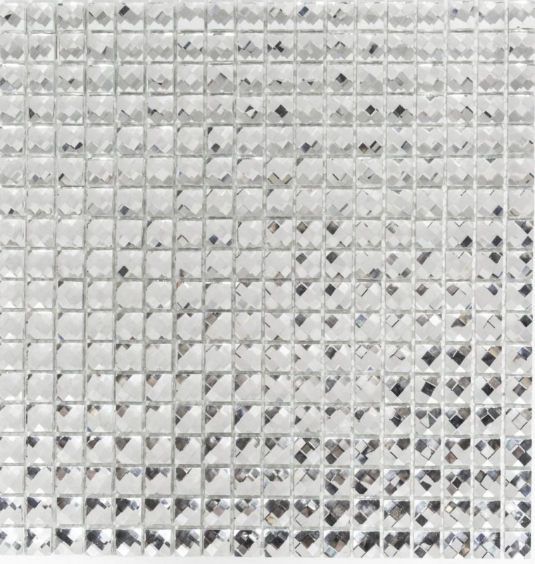 Mosaico de azulejos de cristal translúcido mosaico de vidrio Crystal Glitter plata MOS130-0204_f | 10 esteras de mosaico