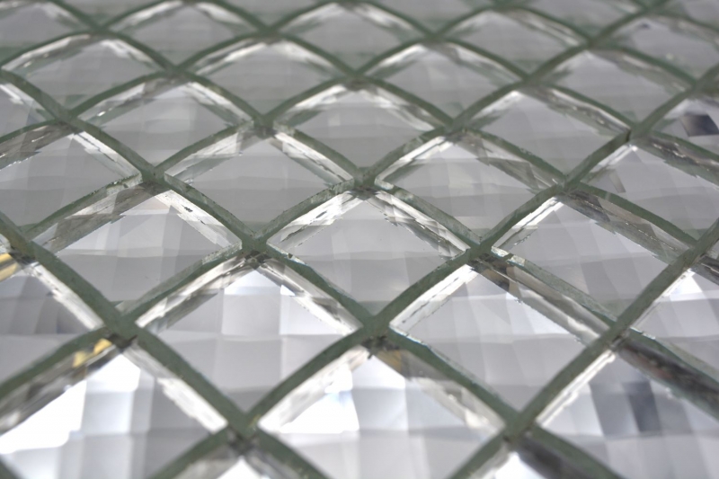 Mosaico de azulejos de cristal translúcido mosaico de vidrio Crystal Glitter plata MOS130-0208_f | 10 esteras de mosaico