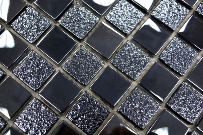 Mosaico mosaico de vidrio negro translúcido Crystal lustre negro MOS88-8LU89_f | 10 esteras de mosaico