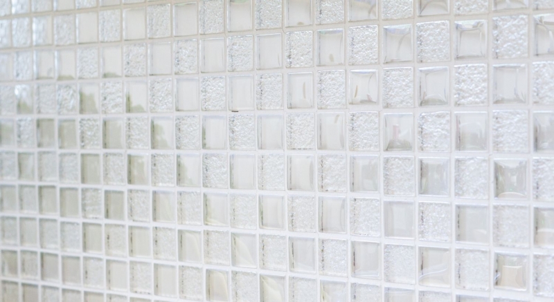 Mosaico mosaico de vidrio blanco translúcido Crystal lustre blanco MOS88-8LU90_f | 10 esteras de mosaico