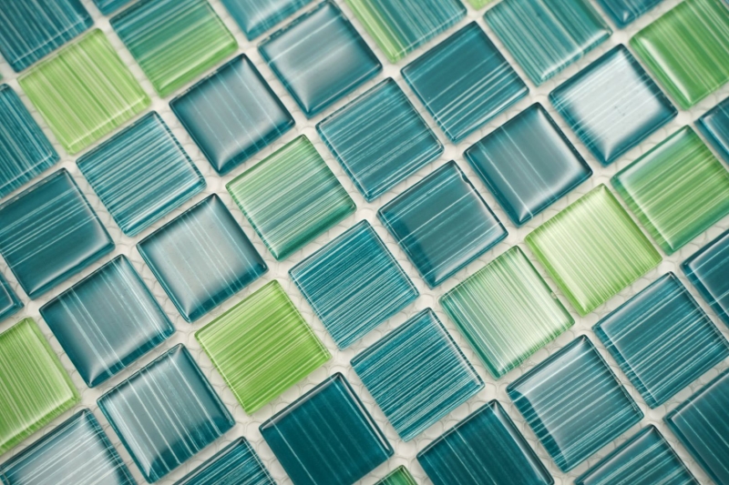 Mosaico mosaico de vidrio verde translúcido Crystal verde MOS64-0509_f | 10 esteras de mosaico