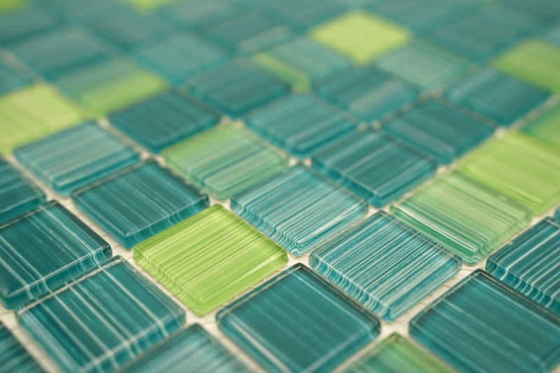 Mosaico mosaico de vidrio verde translúcido Crystal verde MOS64-0509_f | 10 esteras de mosaico