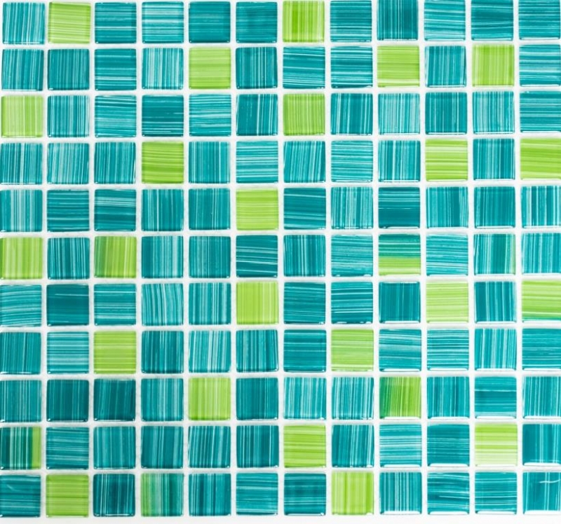 Mosaico mosaico de vidrio verde translúcido Crystal verde MOS64-0509_f | 10 esteras de mosaico