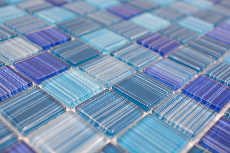 Mosaico mosaico de vidrio azul translúcido Azul cristal MOS64-0409_f | 10 esteras de mosaico