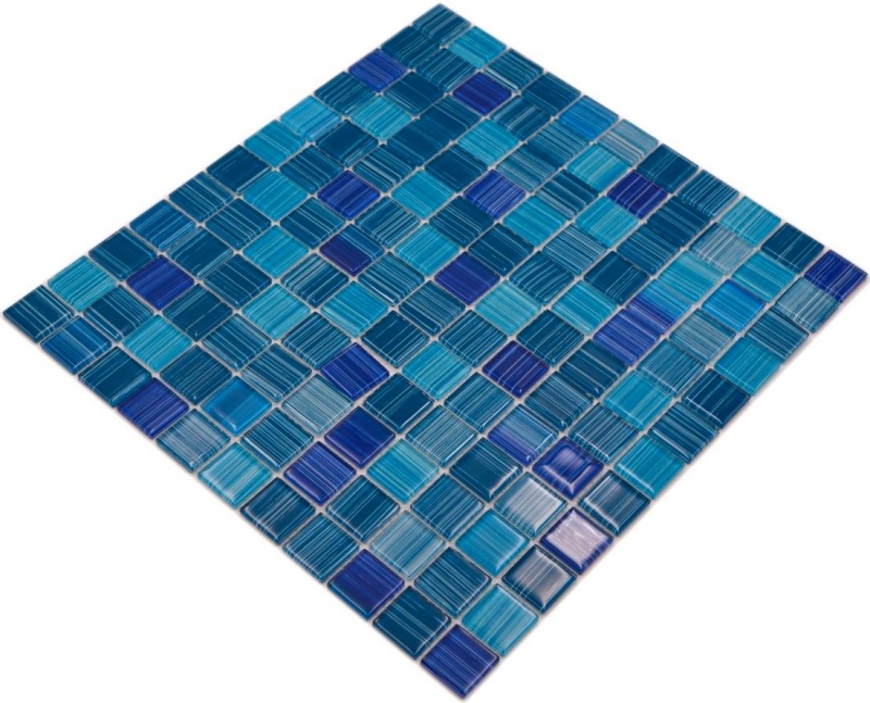 Mosaico mosaico de vidrio azul translúcido Azul cristal MOS64-0409_f | 10 esteras de mosaico