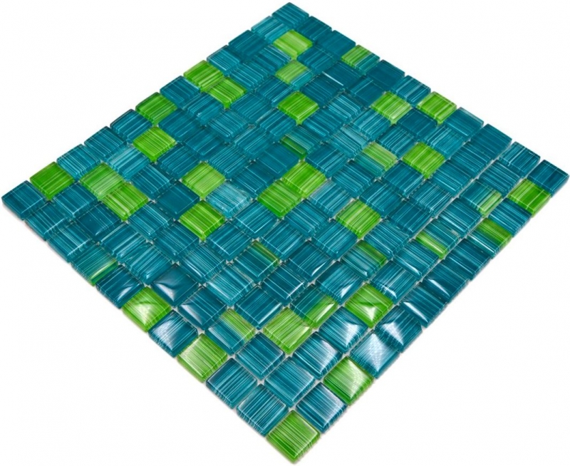Mosaico mosaico de vidrio verde translúcido Crystal verde MOS74-0509_f | 10 esteras de mosaico