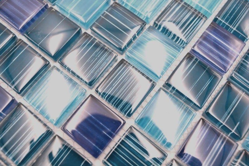 Mosaico de vidrio azul translúcido Azul cristal MOS74-0409_f | 10 esteras de mosaico