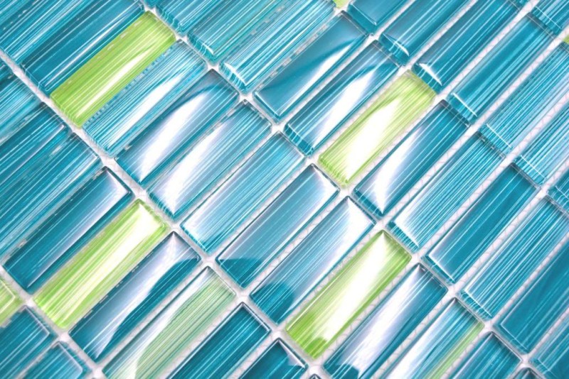 Mosaico de mosaico verde translúcido varillas de mosaico de vidrio verde cristal MOS77-0508_f | 10 esteras de mosaico