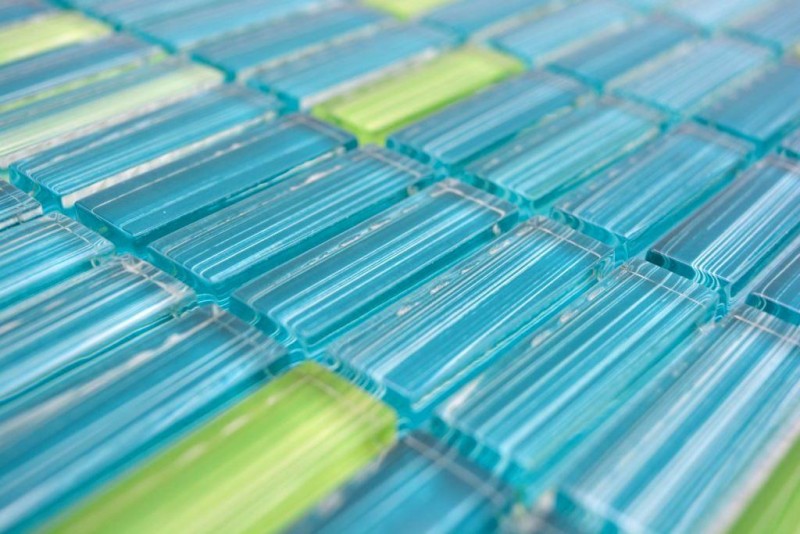 Mosaico de mosaico verde translúcido varillas de mosaico de vidrio verde cristal MOS77-0508_f | 10 esteras de mosaico