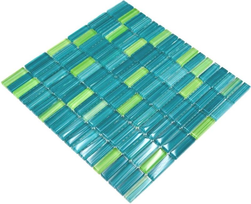Mosaico de mosaico verde translúcido varillas de mosaico de vidrio verde cristal MOS77-0508_f | 10 esteras de mosaico