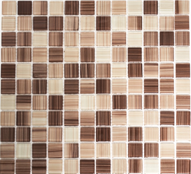 Mosaico de azulejos Translúcido streaky beige Mosaico de vidrio Cristal streaky beige MOS64-1209_f | 10 esteras de mosaico