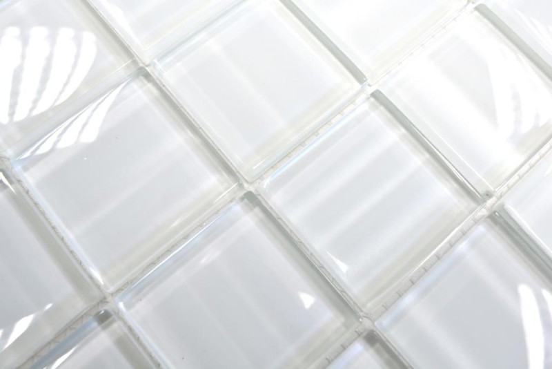 Mosaico mosaico de vidrio blanco translúcido Cristal Holograma Código de barras blanco MOS110-0104_f | 10 esteras de mosaico