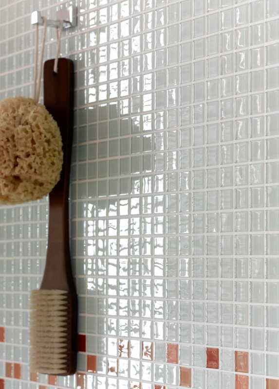 Mosaico de azulejos translúcido blanco con tinte verde mosaico de vidrio Crystal BAD WC cocina MOS60-0102_f | 10 esteras de mosaico