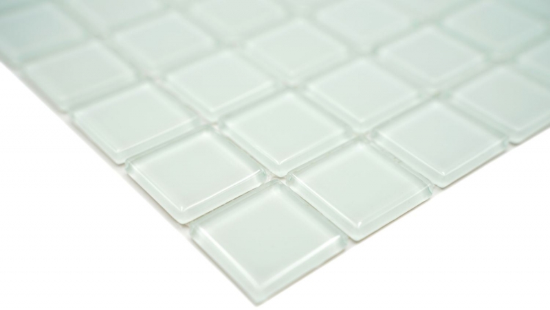 Mosaico de azulejos translúcido blanco con tinte verde mosaico de vidrio Crystal BAD WC cocina MOS60-0102_f | 10 esteras de mosaico