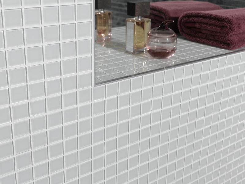 Mosaico de azulejos translúcido blanco con tinte verde mosaico de vidrio Crystal BAD WC cocina MOS60-0102_f | 10 esteras de mosaico