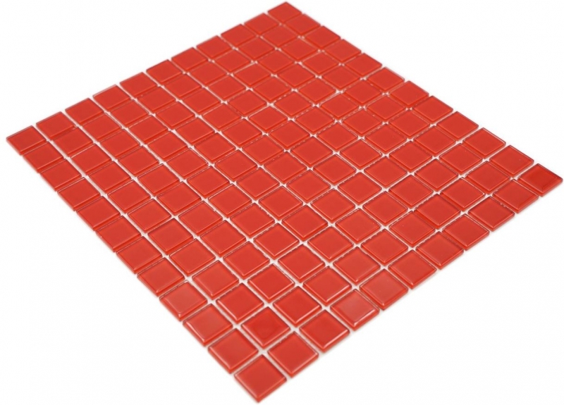 Mosaico rojo translúcido Mosaico de vidrio Cristal rojo BAÑO WC Cocina PARED MOS60-0904_f | 10 esteras de mosaico