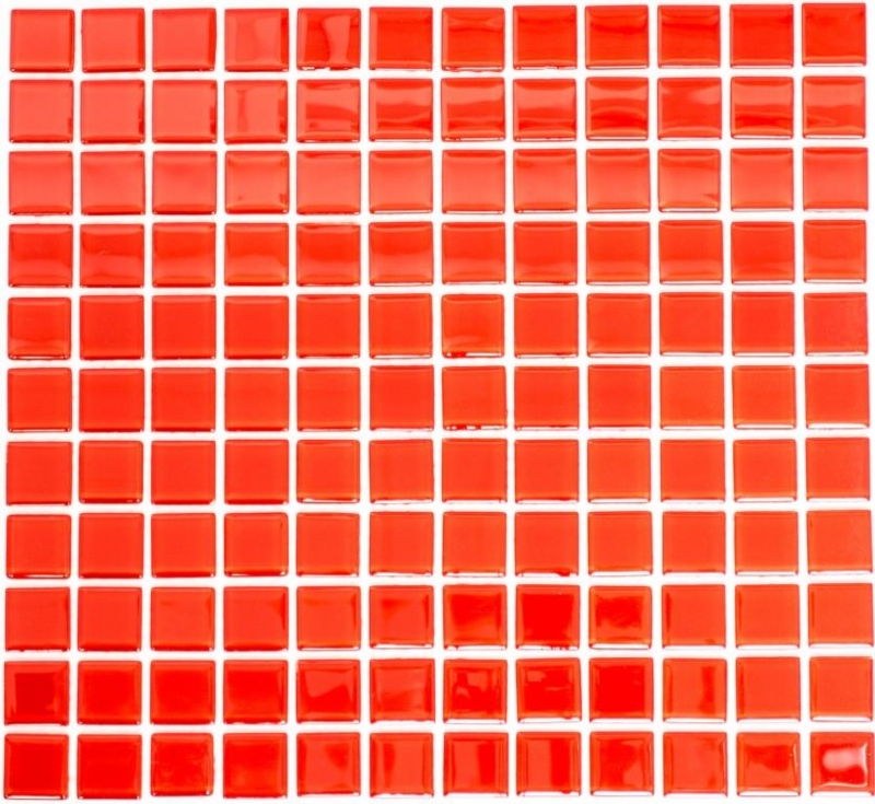 Mosaico rojo translúcido Mosaico de vidrio Cristal rojo BAÑO WC Cocina PARED MOS60-0904_f | 10 esteras de mosaico