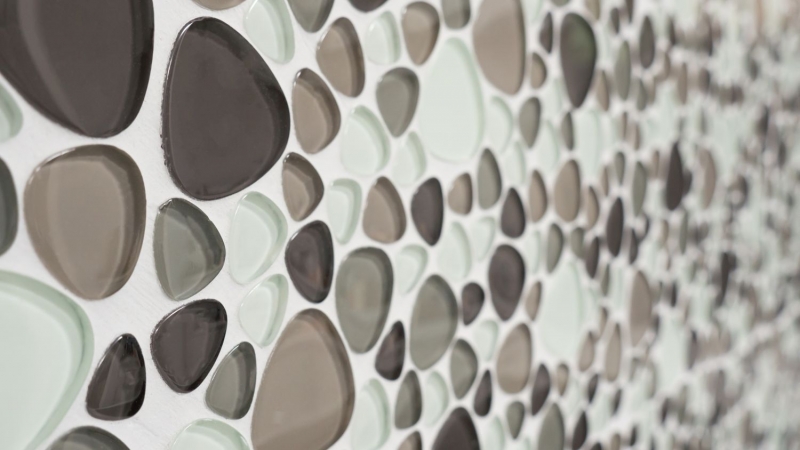 Mosaico de azulejos translúcido beige marrón guijarros mosaico de vidrio Crystal transparente beige marrón MOS94-PG66_f | 10 esteras de mosaico