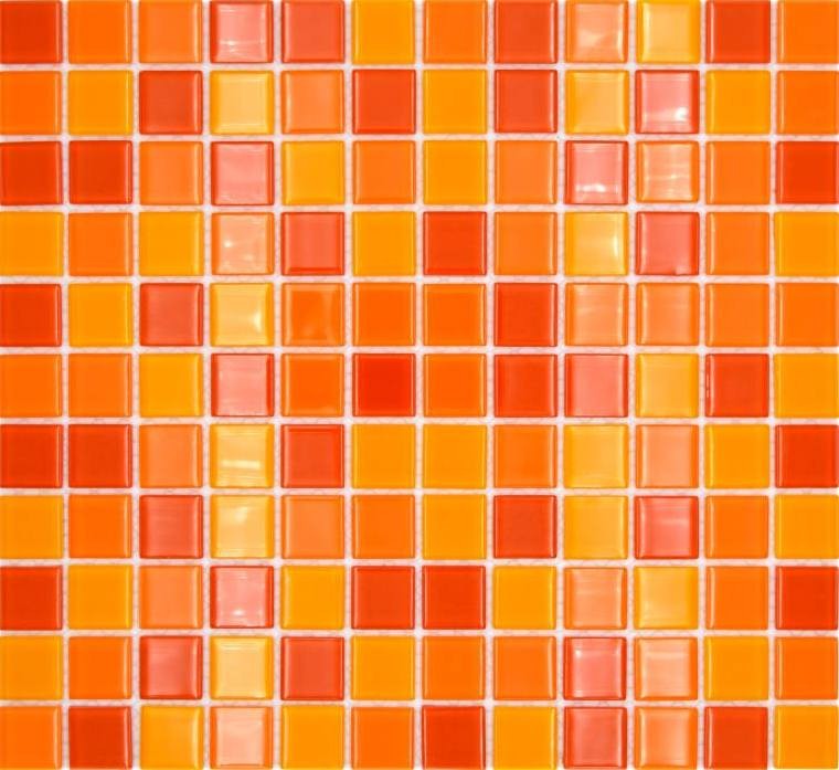 Mosaico de azulejos Translúcido amarillo naranja rojo Mosaico de vidrio Cristal amarillo naranja rojo MOS62-0802_f | 10 esteras de mosaico