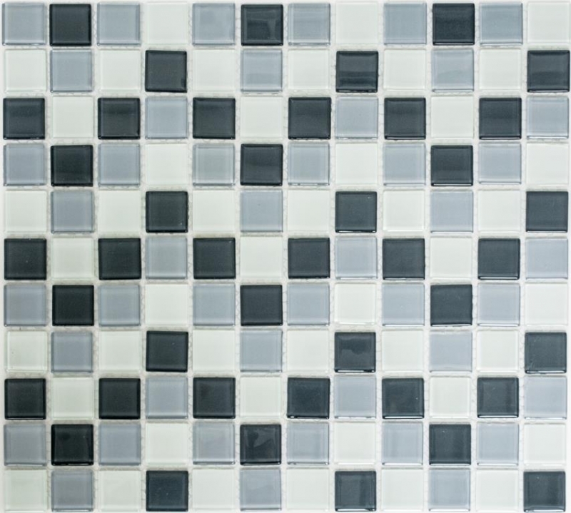 Azulejo de mosaico Gris translúcido Mosaico de vidrio Gris cristal BAÑO WC Cocina PARED MOS62-0204_f | 10 esteras de mosaico