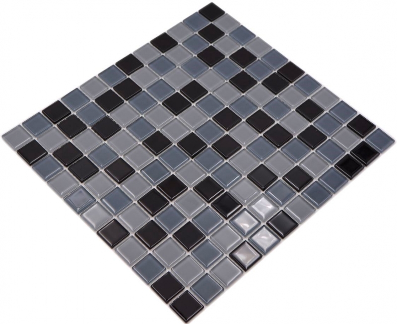 Mosaico de azulejos Translúcido negro Mosaico de vidrio Cristal negro BAÑO WC Cocina PARED MOS62-0208_f | 10 esteras de mosaico