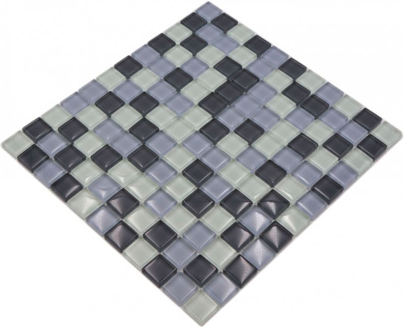 Azulejo de mosaico Gris translúcido Mosaico de vidrio Gris cristal BAÑO WC Cocina PARED MOS72-0204_f | 10 esteras de mosaico