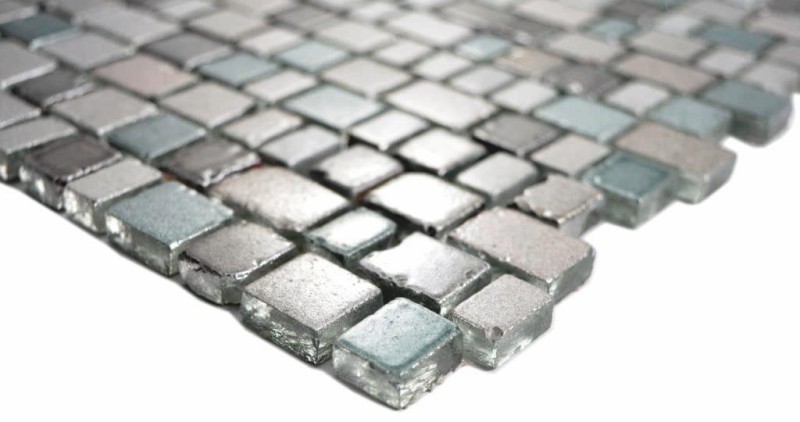Mosaico de cristal transparente mosaico de vidrio gris beige pared azulejo backsplash cocina bathroom_f | 10 esteras de mosaico