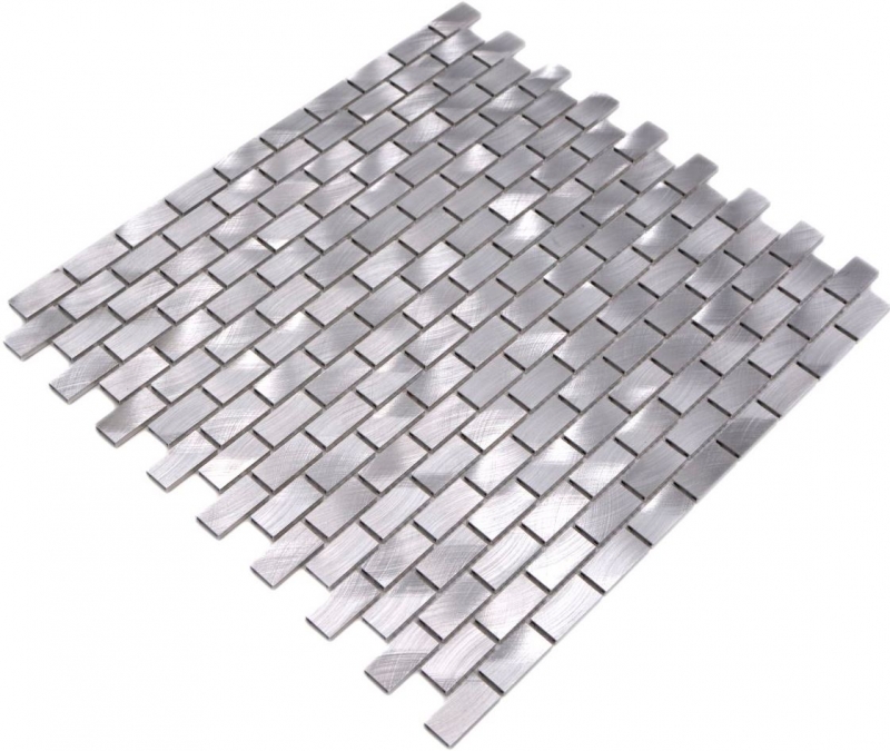 Mosaico splashback aluminio plata ladrillo azulejo backsplash cocina MOS48-0204_f