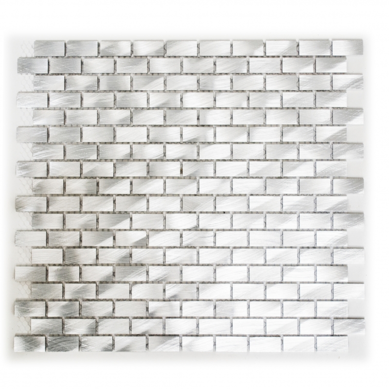 Mosaico splashback aluminio plata ladrillo azulejo backsplash cocina MOS48-0204_f