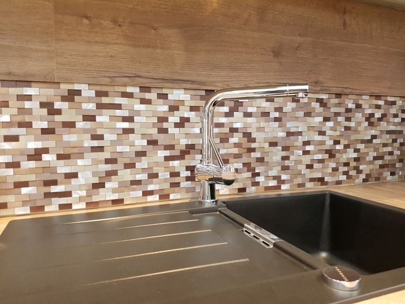 Panel trasero mosaico aluminio ladrillo 3D alu plata cobre MOS49-0207_f
