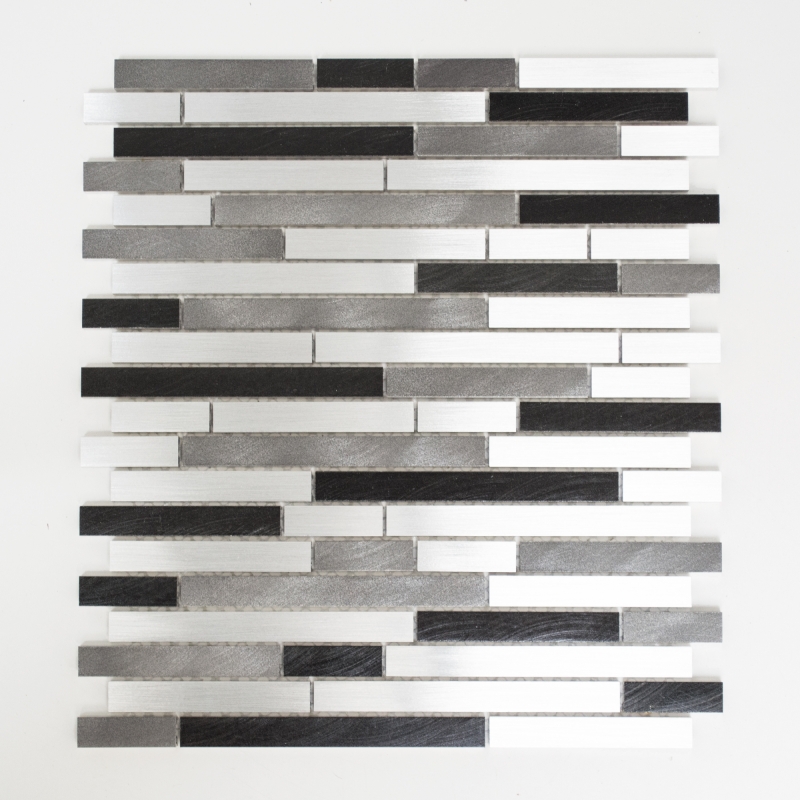 Mosaico pared trasera aluminio compuesto aluminio gris negro azulejo backsplash MOS49-0308_f