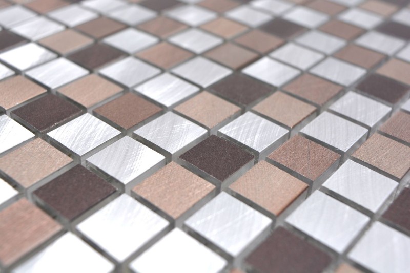 Mosaico splashback aluminio beige marrón aluminio cobre azulejo backsplash cocina MOS49-A971_f