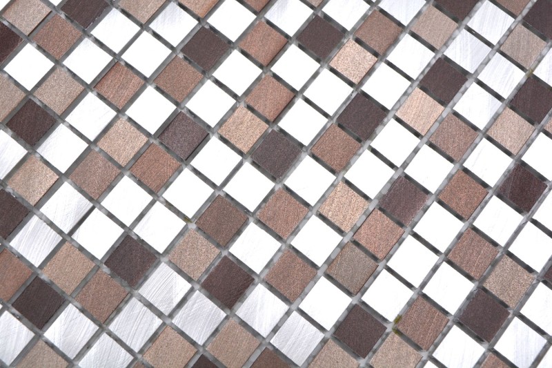 Mosaico splashback aluminio beige marrón aluminio cobre azulejo backsplash cocina MOS49-A971_f