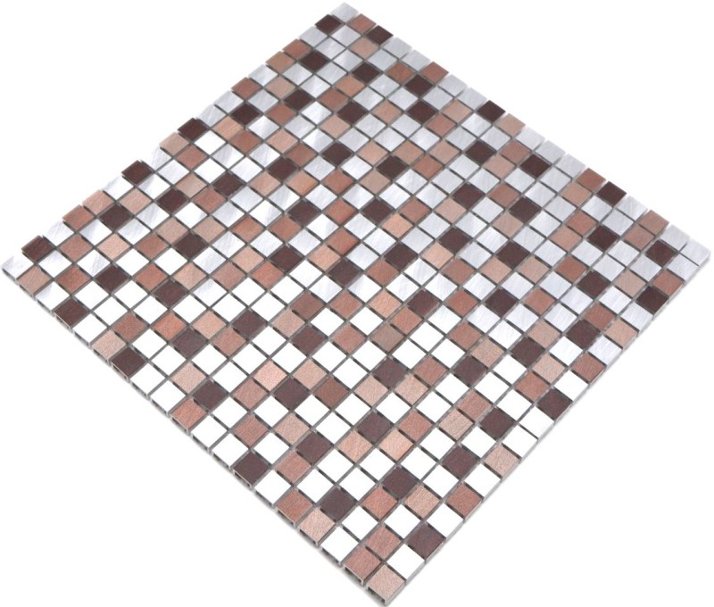 Mosaico splashback aluminio beige marrón aluminio cobre azulejo backsplash cocina MOS49-A971_f
