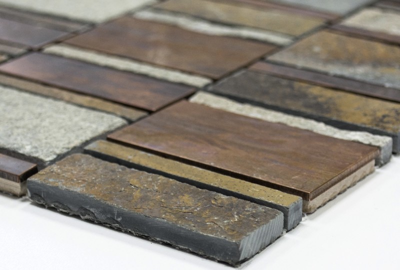 Mosaico backsplash cobre gris óxido cobre rectángulo piedra MOS47-575_f