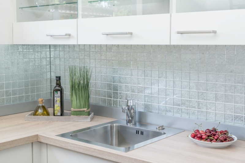 Mosaico de pared trasera de vidrio mosaico de plata estructura BAÑO WC cocina PARED MOS68-4SB21_f