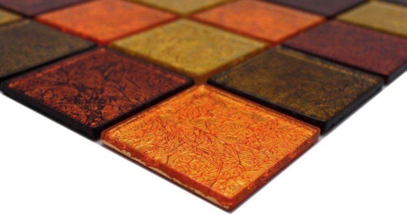 Mosaico de la pared posterior de vidrio mosaico de oro naranja estructura MOS120-07424_f