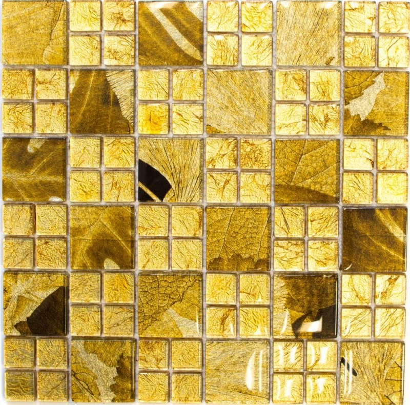 Mosaico backsplash mosaico de vidrio combi translúcido Crystal Desert oro MOS88-8DSG_f