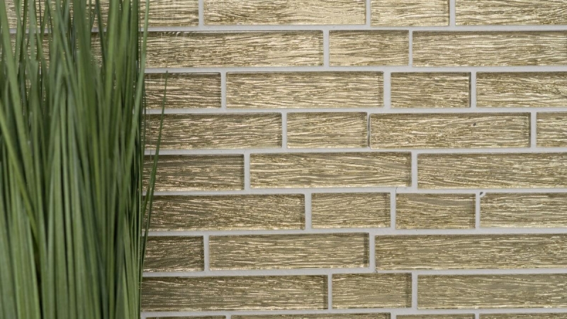 Mosaico backsplash Mosaico de vidrio compuesto translúcido Crystal Chic oro MOS86-8CGO_f