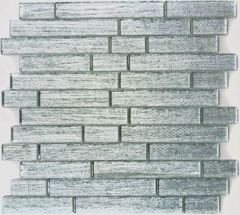 Mosaico protector contra salpicaduras Mosaico de vidrio compuesto translúcido Crystal Chic plata MOS86-8CSV_f