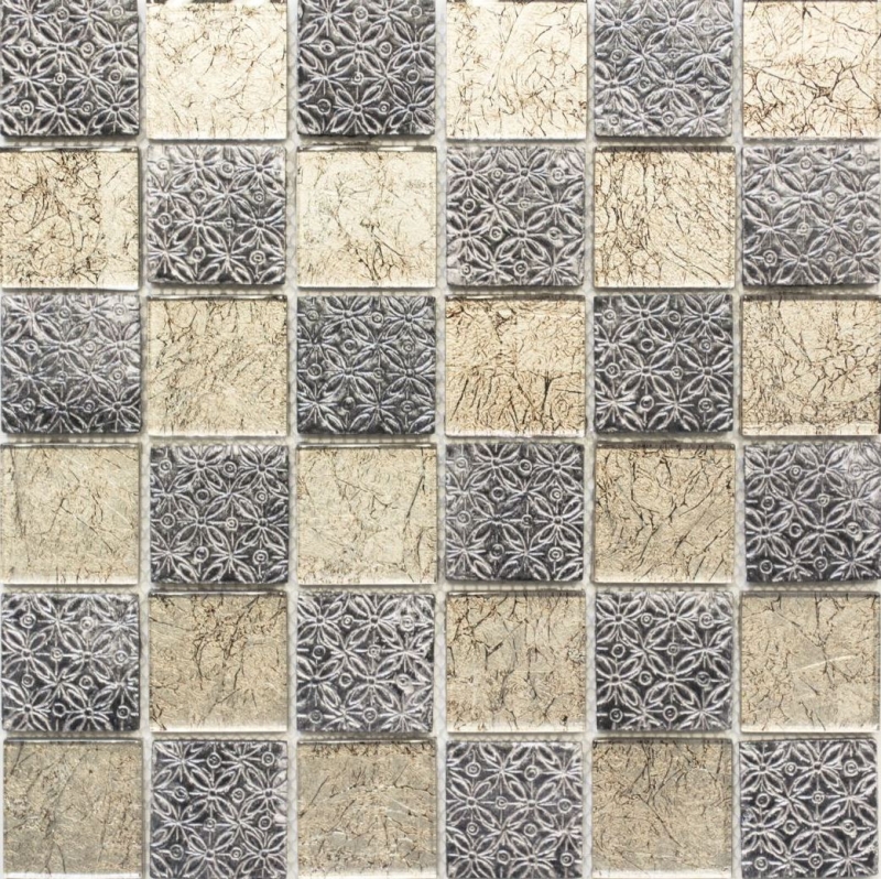 Mosaico splashback translúcido champán negro vidrio mosaico cristal resina mirada MOS78B-0702_f