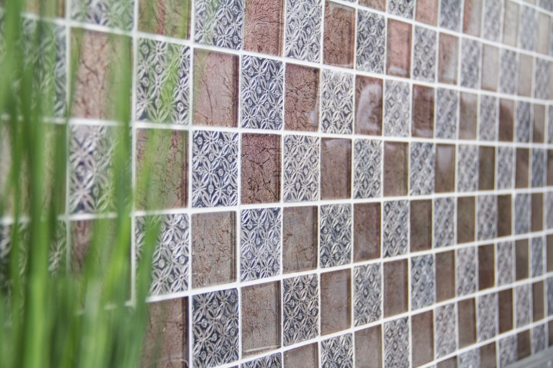 Mosaico splashback translúcido champán negro vidrio mosaico cristal resina mirada MOS78B-0702_f