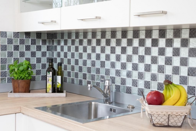 Mosaico splashback translúcido plata cristal mosaico resina mirada plata MOS88-8OP6_f