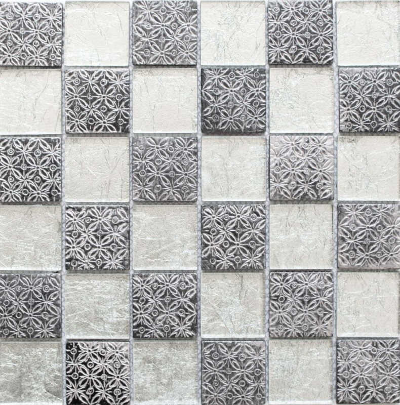 Mosaico splashback translúcido plata cristal mosaico resina mirada plata MOS88-8OP6_f