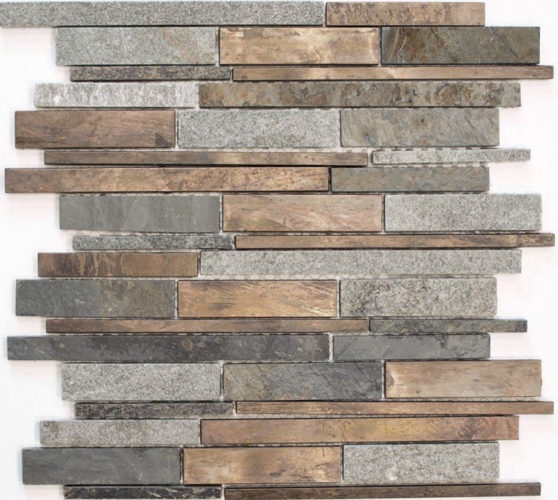 Mosaico de azulejos de piedra de cobre gris óxido de cobre compuesto de piedra cocina splashback MOS47-XSK565_f