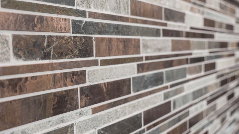 Mosaico de azulejos de piedra de cobre gris óxido de cobre compuesto de piedra cocina splashback MOS47-XSK565_f