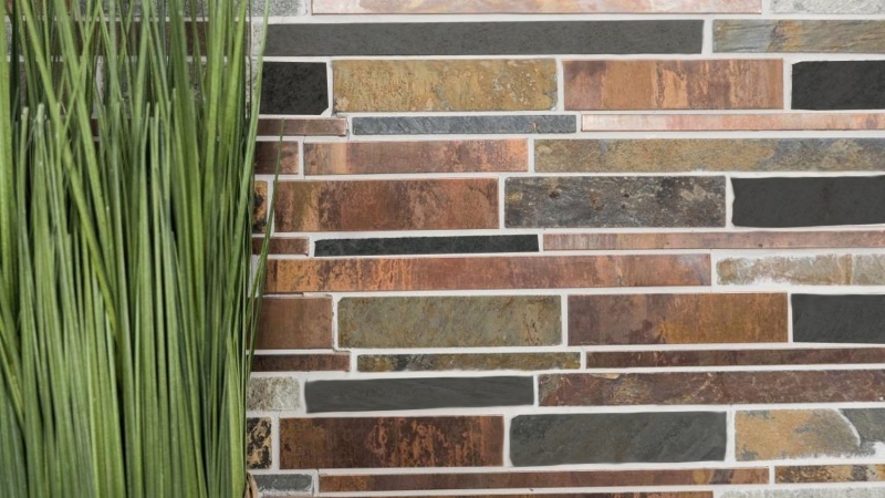 Mosaico de azulejos de piedra de cobre gris óxido de cobre compuesto de piedra cocina splashback MOS47-XSK565_f