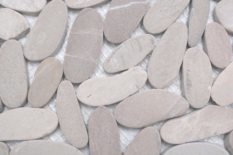 Mosaico azulejo río guijarro piedra guijarro beige claro guijarro corte TAN 5 7 MOS30-IN10_f