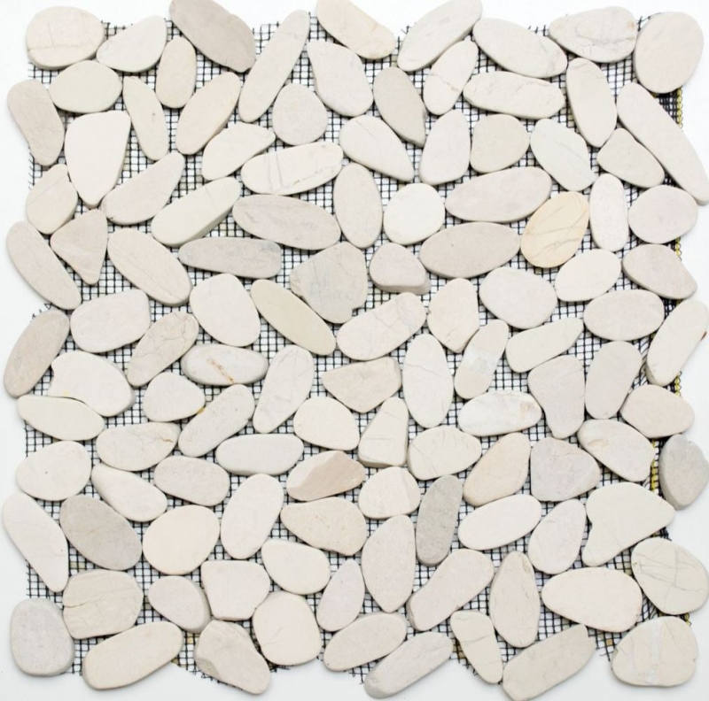 Mosaico azulejo río guijarro piedra guijarro corte blanco 5 7 MOS30-IN14_f