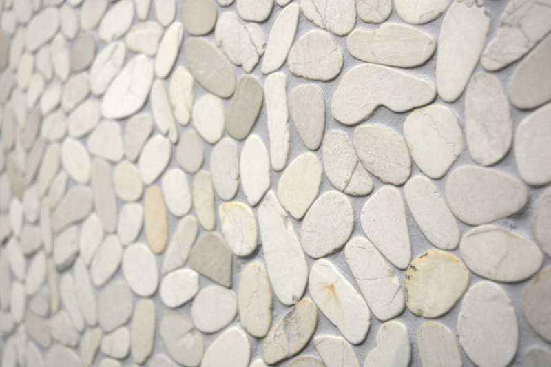 Mosaico azulejo río guijarro piedra guijarro corte blanco 5 7 MOS30-IN14_f